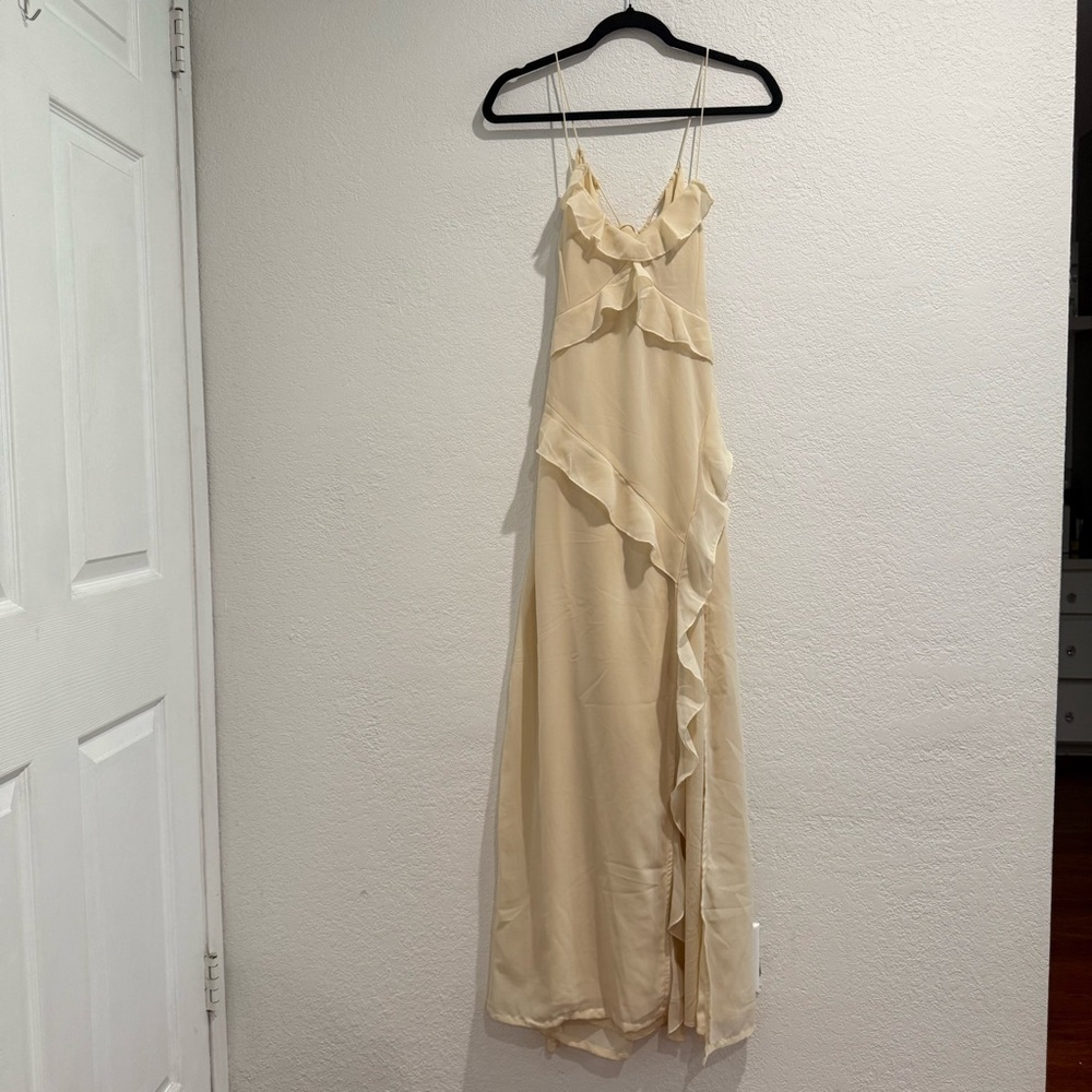 Boohoo Cream Backless Maxi Dress